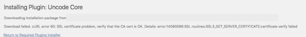插件或主题无法安装 - SSL 证书错误