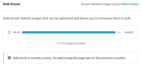 进程中的 smush 屏幕截图显示它为 94%。