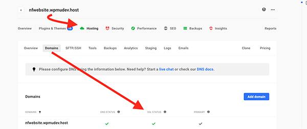 Where you can see your SSL status.