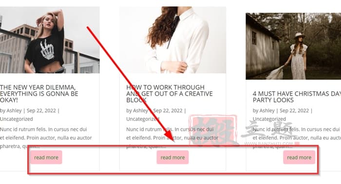 将“阅读更多”按钮放置在Divi主题博客模块中央的图文教程插图